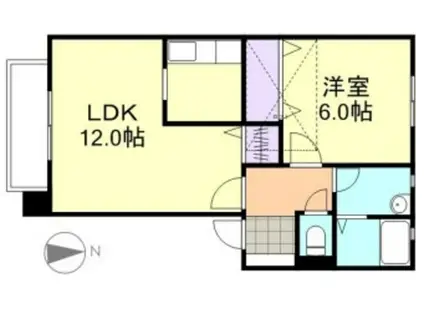 ミーテレーテ中島 II(1LDK/2階)の間取り写真