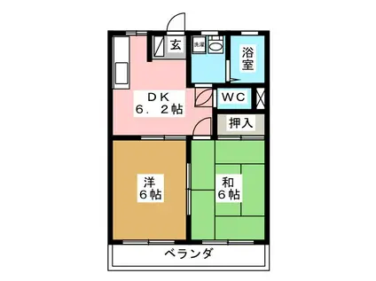 サンパレス東山D(2DK/1階)の間取り写真