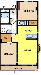 グランソレイユ水広(2LDK/2階)の間取り写真