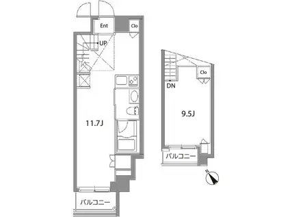 カスタリア中目黒(1LDK/6階)の間取り写真