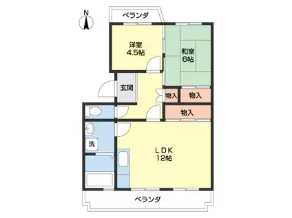 スミヤハウスII(2LDK/2階)の間取り写真