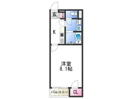レオネクストクレーン(1K/2階)の間取り写真