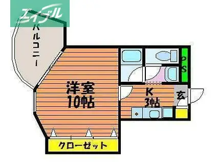 ルシェール(1K/2階)の間取り写真