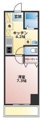 タカラリーブル2ND(1K/2階)の間取り写真