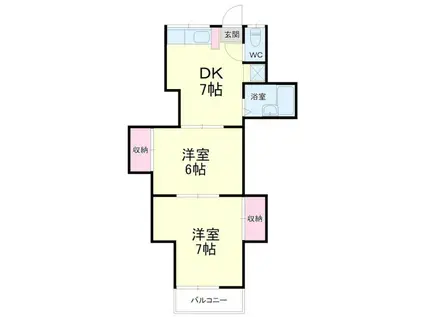 掛川ハイツA(2DK/1階)の間取り写真