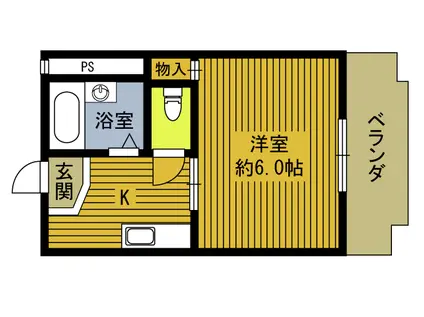 ふじさわハイランド(1K/2階)の間取り写真