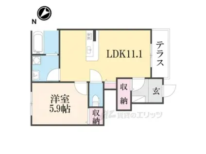 CASA美輪Ⅰ(1LDK/1階)の間取り写真