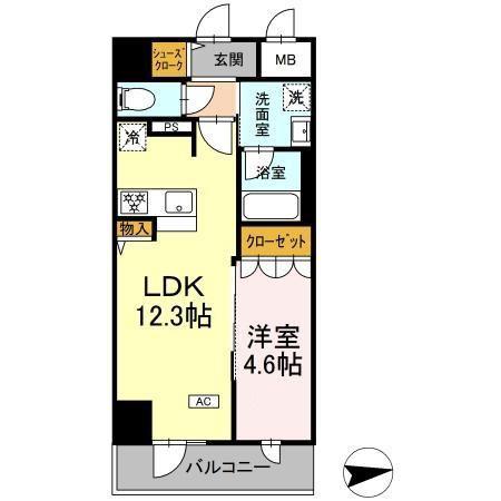 IS二十人町(1LDK/4階)の間取り写真
