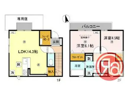 トリシアコートあべのTS(2LDK/1階)の間取り写真