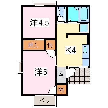 柴田ハイツ(2K/2階)の間取り写真