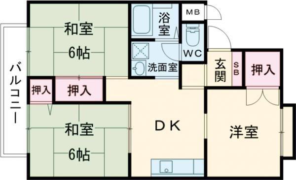 チェリーヒルズ(3DK/2階)の間取り写真