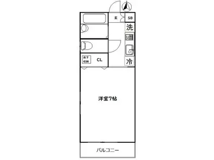 スプリングハイム浜田山(1K/1階)の間取り写真