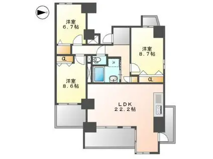 イーグルヘッド橦木(3LDK/8階)の間取り写真