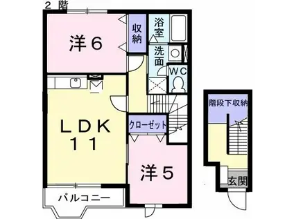 フォワージュII(2LDK/2階)の間取り写真