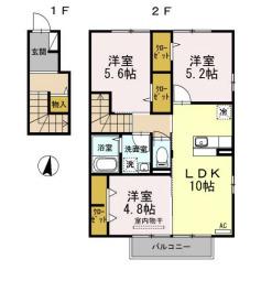 ルージュみやき(3LDK/2階)の間取り写真