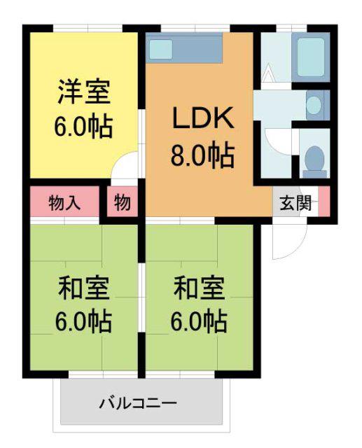 ルミエール中山(3DK/1階)の間取り写真
