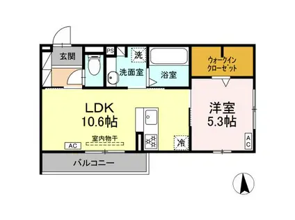 D-CRINUM 本田町(1LDK/3階)の間取り写真