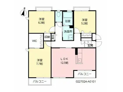 アヴァンティ兵庫 A棟(3LDK/1階)の間取り写真