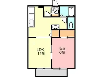 サンライフ植松(1LDK/1階)の間取り写真