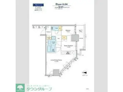 プラウドフラット錦糸町ウエスト(2LDK/12階)の間取り写真