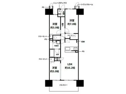 セントアイナ藤が丘 ヴァロ棟(3LDK/4階)の間取り写真
