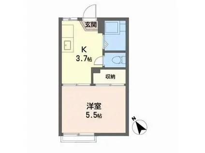 コーポ栄II(1K/2階)の間取り写真