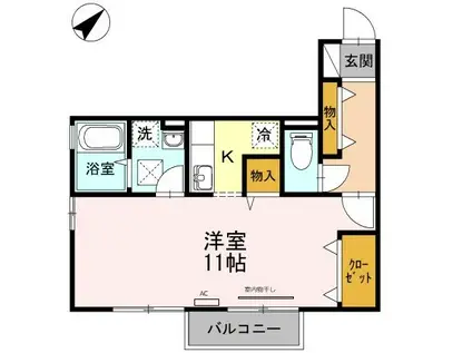 FOREST VALLEY A棟(ワンルーム/1階)の間取り写真