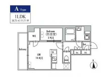 GRAN PASEO上野御徒町(1LDK/2階)の間取り写真