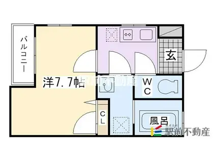 リブレア津福駅前(1K/2階)の間取り写真
