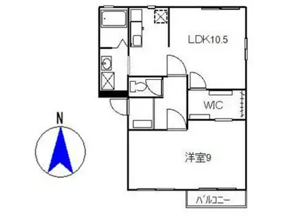 フレグランスA(1LDK/2階)の間取り写真