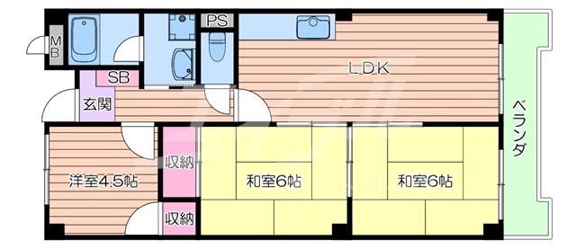 シャトーモンシェール(3LDK/1階)の間取り写真