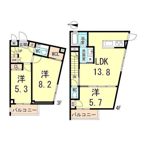RA-ASHIYA(3LDK/3階)の間取り写真