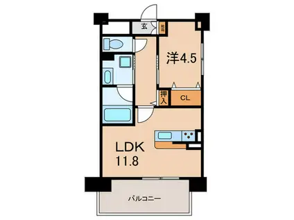 イーストERN WELLS(1LDK/6階)の間取り写真