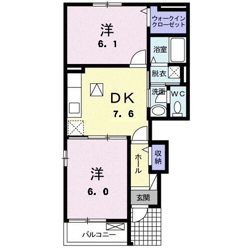ガーデニア I(2DK/1階)の間取り写真