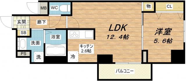 エスプラナーダ森の宮(1LDK/3階)の間取り写真