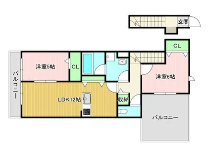 グランシャリオ京都南(2LDK/2階)の間取り写真