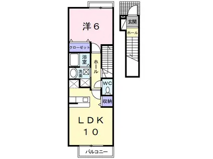 ヴァンベールII(1LDK/2階)の間取り写真