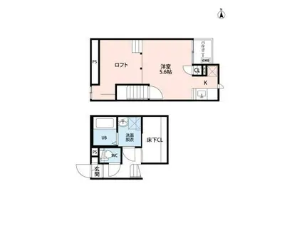 CB春日部リリオ(1K/2階)の間取り写真