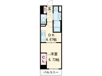 PROSPERER光明(1DK/6階)の間取り写真