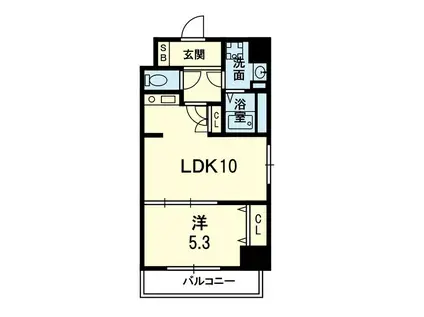 サンライズ水前寺(1LDK/3階)の間取り写真