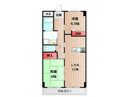 ラメール松江(2LDK/3階)の間取り写真