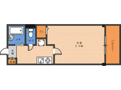 リバティーコート(1K/3階)の間取り写真