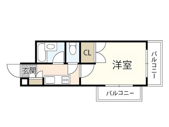 アルヴェール庚午(1K/2階)の間取り写真