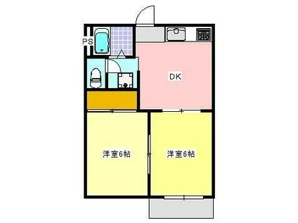 リリーベル(2DK/1階)の間取り写真
