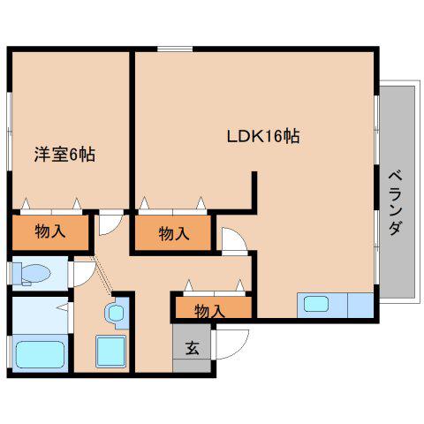 アネシスD(1LDK/2階)の間取り写真