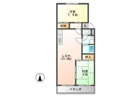 ビィラ・ソレイユ(2LDK/1階)の間取り写真