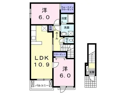 コート アプルーバル ネオ II(2LDK/2階)の間取り写真