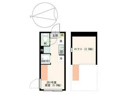 SLSG荒川町屋(ワンルーム/2階)の間取り写真