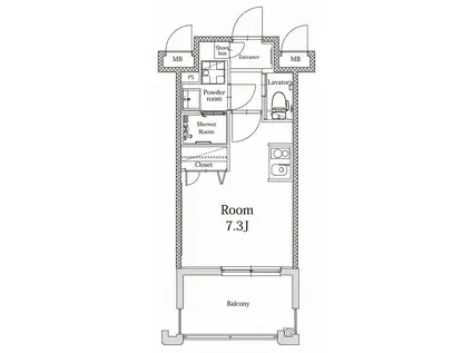 エンクレストALIVE白金(ワンルーム/6階)の間取り写真