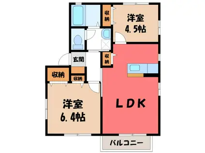 プリマリア A(2LDK/2階)の間取り写真